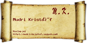 Mudri Kristóf névjegykártya